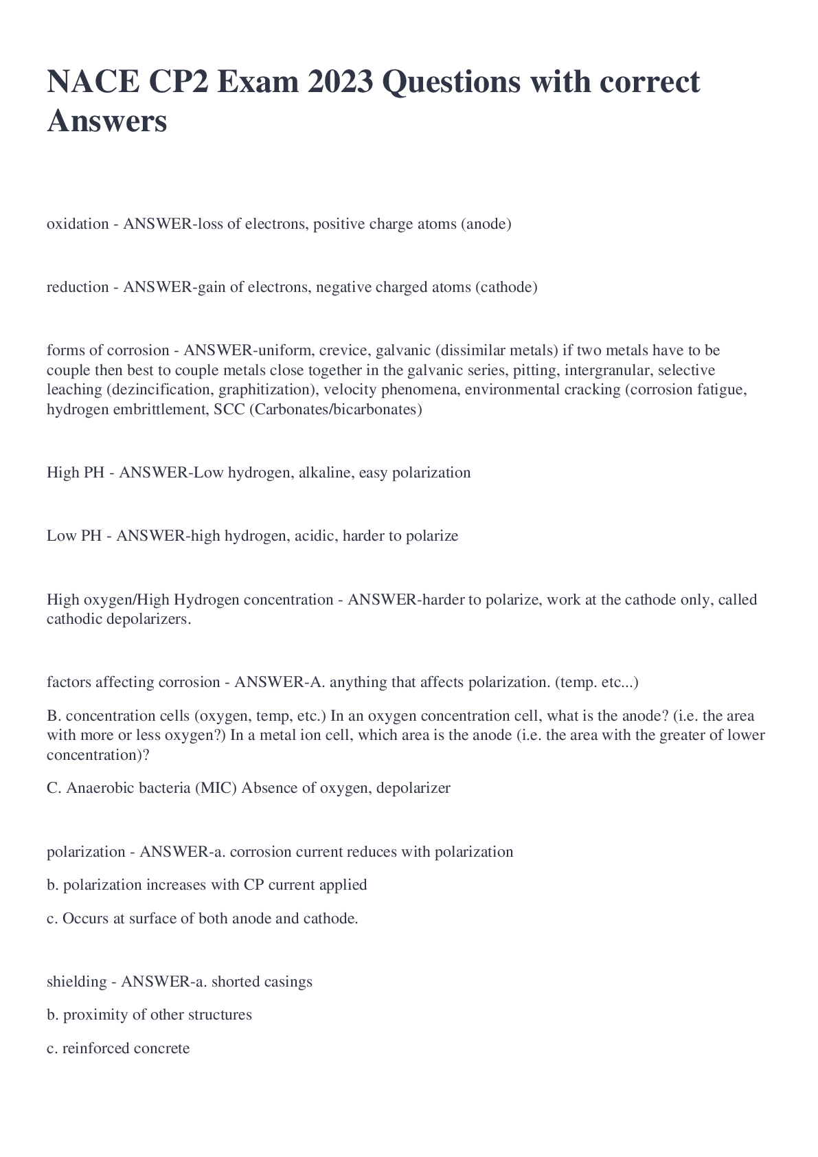 Preview image for NACE CP2 Exam 2023 Questions with correct Answers